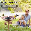 Fivolan Metal Bird Baths for Outside, Birdbaths for Outdoors with Deep Bowl, 5 Prong Stake Large Capacity Hummingbird Freestanding Birdfeeders Patio Garden Yard Lawn Decor Bird Feeders Bowls-13x13x35