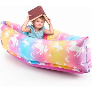 Maitys Sensory Peapod Chair for Kids, 60 Inch Inflatable Pea Pod Canoe for Autistic Children with Autism ADHD Sensory Toy, Includes Electric Air Pump(Unicorn)