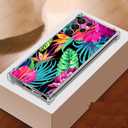 Hibiscus Flower Case for Samsung Galaxy S25 Ultra,Aesthetic Tropical Floral Plant Pattern,Trendy Soft TPU Bumper Case for Galaxy S25 Ultra