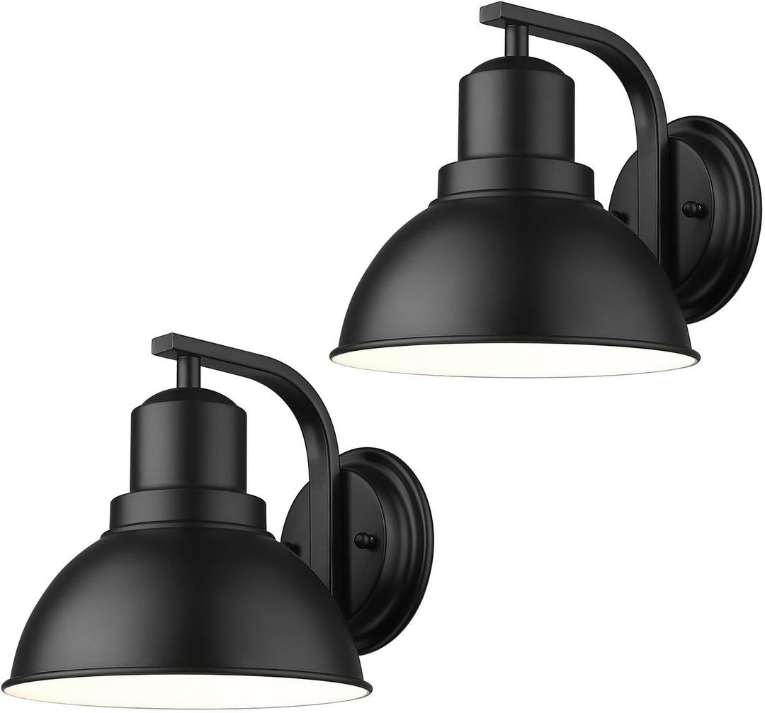 zeyu 8.4'' Barn Sconce Wall Lighting, 2 Pack Industrial Wall Lights for Bedroom Dining Room, Metal Dome Shade in Black Finish, ZY24-1W-2PK BK zeyu 8.4'' Barn Sconce Wall Lighting, 2 Pack Industrial Wall Lights for Bedroom Dining Room, Metal Dome Shade in Black Finish, ZY24-1W-2PK BK