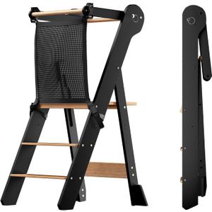 COSYLAND Foldable Toddler Tower Kid Kitchen Sit and Stand Step Stool Helper