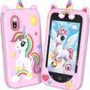 Kids Smart Phone S7 Upgraded, 3.97" Touchscreen Toddler Phone for Girls Boys, Dual Cameras Kids Phone with Learning Games, Music Player, Birthday Gifts for 3-10 Year Old Kids (Pink)