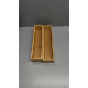 Silverware Tray for Drawer, Stackable Kitchen Bamboo Drawer Organizer 12" x 3" x 2" Set of 2