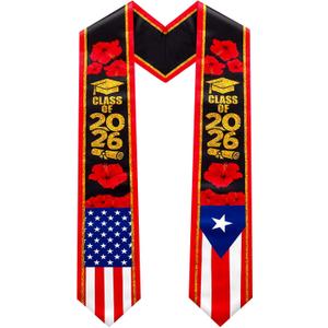 Puerto Rico Graduation Stole Sash American Flag Mixed Stole Class of 2026 Grade Sash for International Student