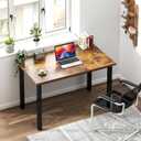 Need Small Desk, 31.5 inch Sturdy Writing Desk for Small Spaces, Computer Desk Teens Desk Study Table Laptop Desk Home Ofice Desk, Black Metal Frame, Rustic Brown