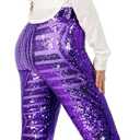 Nawgut Sequin Flare Pants Sparkly Glitter High Waisted Bell Bottom Trousers Disco Party Clubwear for Women (S)