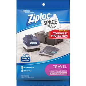Ziploc Space Bag Clothes Vacuum Sealer Storage Bags for Home and Closet Organization, Travel, 2 Bags Total