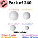 240 Pack Foam Balls -Craft Balls DIY Home, School Craft Project -240 Bulk Foam Balls, 4 Sizes .8, 1.2, 1.6, 2 Inches