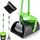 MXF Pooper Scooper Swivel Bin & Rake Kit with 20 Waste Bags, 36.6" Long Handle Adjustable Portable Non-Breakable Dog Pooper Scooper for Large Medium Small Dogs, Poop Scooper for Lawn Yard Dog Kennel (Green)