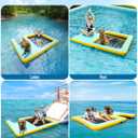 Inflatable Dock Floating Platform, 8FT x 6FT Inflatable Water Hammock w/Ladder, Thickened Dog Pool Ramp, Non-Slip Water Ramp Mat Floating Pool Float Island Raft Lounger for Lakes, Beach, Pools