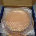 N9R 60PCS Orange Plastic Plates with Gold Trim  30 Dinner & 30 Dessert Plates, Circular Ribbed Design, Elegant Disposable Plates for Weddings, Events, Banquets, Special Occasions (Translucent Orange)