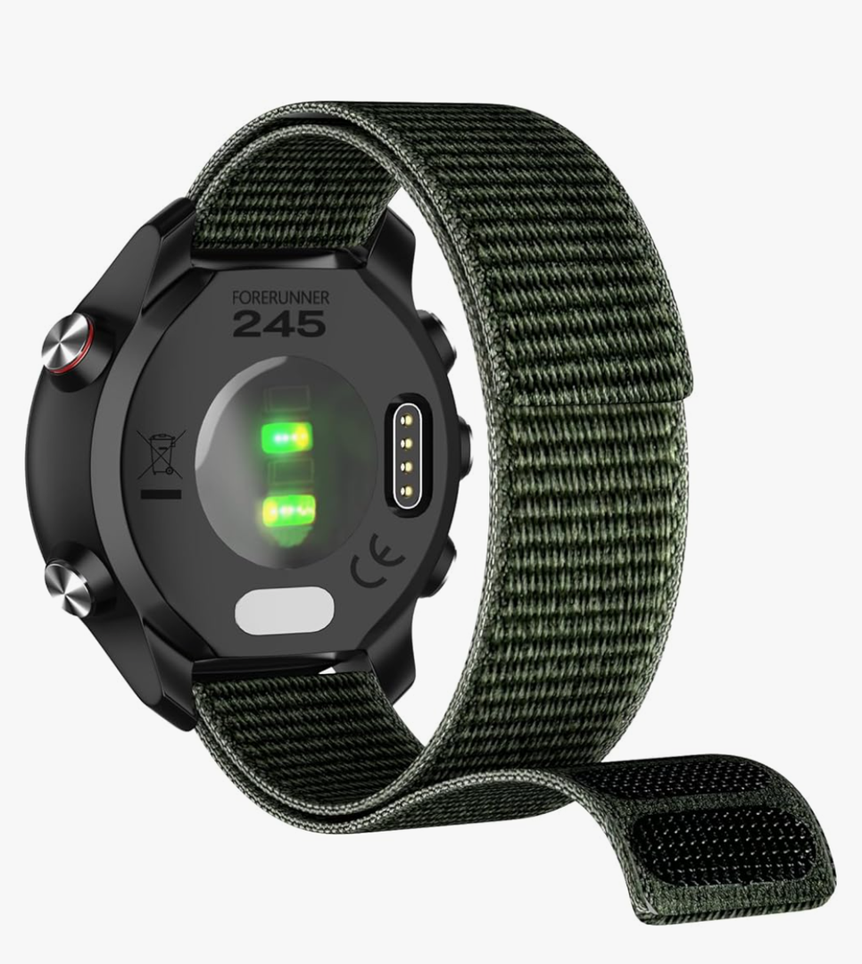 ISABAKE 20mm Hook & Loop Watch Band for Garmin Venu/Venu 2 Plus/Venu Sq/Venu Sq 2/ Vivoactive 3 Watch Band, Quick Dry Nylon Replacement Strap for Forerunner 245/645, Vivoactive HR, Approach S40/S42 Pack of 2