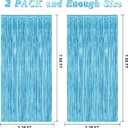 2 x 2 Pack Backdrop Curtains, 3.28 Feet x 7.05 Feet Sky Blue Tinsel Backdrop, Metallic Fringe Curtains Foil Tinsel Party Streamer, Winter Backdrop Happy Birthday Party Supplies