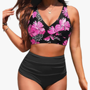 High Waisted Two Piece Swimsuit-Womens Bikini Set Tummy Control Bathing Suit Modest Full Coverage Bikini 2025, Size:XL