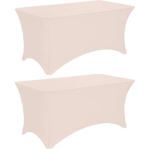 JALANCY 2 Pack 6FT Spandex Table Covers Washable Wrinkle Resistant Fitted Rectangle Tablecloth for Folding Table Wedding Party Birthday Banquet Bar EventsCameo Brown