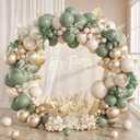 130Pcs Sage Green Gold Balloon Garland Arch Kit with Sage Green Sand White Gold Balloons for Baby Shower Bridal Shower Birthday Engagement Wild One Party Decorations