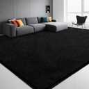Large Modern Area Rugs for Living Room Bedroom, 9x12 Feet Black Ultra Soft Thickened Memory-Foam Indoor Rug, Comfy Aesthetic Solid Minimalist Carpets for Girls Boys Nursery Dorm Home Decor
