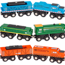 Battat – Classic Trains – 6 Pieces Wooden Railroad Set – Magnetic Toy Trains – Train Engines & Cars – 3+ Years– Wooden Locomotives & Freight Cars
