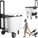 WEIGUZC Cooler Wheels Kit for Ninja FrostVault 30qt/50qt Hard Cooler - 5 Inch Wheels & Retractable Handle - Heavy Duty Cooler Accessories for Camping & Beach (Wheel Kit Only)