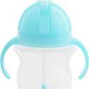 Munchkin Any Angle Sippy Cup for Toddlers, Spill Proof Weighted Straw Cup with Transition Handles for Babies 6 Months and Up, 7 Ounce, Blue (1 Pack)