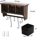 Butizone Rustic Wall Mounted Coat Rack Shelf with Hooks and Baskets, Wood Coffee Mug Storage and Display Organizer, Hanging Entryway Shelf for Coats, Hats, Towel and Keys, Brown