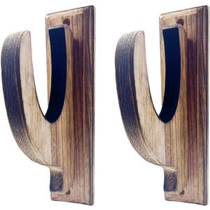 Wooden Curtain Rod Brackets Wood Drapery Rod Holders Brown Wood Support Brackets for 2.2" Curtain Rod with Screws(2 Pack)