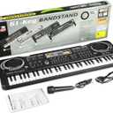 61 Key Piano Keyboard, Beginner Electronic Keyboard for Kids with Teaching Mode, 6 Demo Songs, 16 Tones, Microphone and Power Supply, Kids Piano Keyboard for Birthday Gift