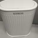 KSSKSS 1.8 Gallons Small White Bathroom Trash Can with Lid, Slim Bathroom Garbage Bin, Removable Liner Bucket, Dog Proof Trash Can with Pop-Up Lid for Bedroom,Toilet