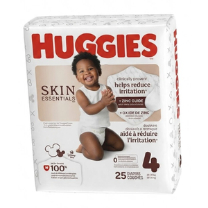 Huggies Size 4 Diapers, Skin Essentials Baby Diapers, Size 4 (22-37 lbs), 25 Count