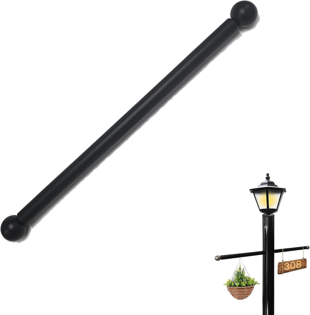 Lamp Post Cross Arm - 16.1 Inch, Stylish & Versatile Outdoor Lamp Post Parts - Lamppost Cross Bar,Black