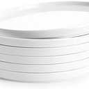 Sweese Porcelain Flat Dinner Plates Set of 6, 10.5 Inch High Edge Dish Set - Dishwasher, Microwave, Oven Safe, Scratch Resistant, Kitchen Serving Dishes - Elegant White Glaze