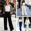 Women's Fleece Lined Sweatpants Winter Drawstring Warm Wide Leg Sweat Pants Baggy Casual Pants with Pockets (Gray, XXL)