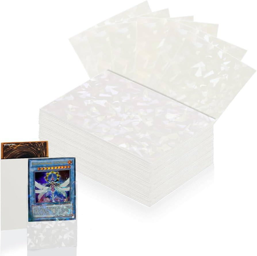 100 Count White Card Sleeves for Trading Cards, Perfect Fit Shiny MTG Card Sleeves, Holographic Card Sleeve Fit for Magic, Photocard, TCG, Baseball/Sports Cards, Yugioh Card, Game Card 66 * 91 mm