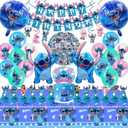 103PCS Stitch Party Supplies, Birthday Decorations Set Include Banner, Balloons, Stickers, Hanging Swirls, Cake Cupcake Toppers, Tablecloth for Boys Girls Stitch Theme Party