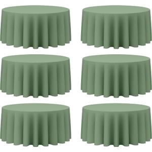 BRILLMAX 6 Pack Sage Green Round Tablecloths 132 Inch - Circle Bulk Linen Polyester Fabric Washable Table Cloth Cover for Wedding Reception Banquet Birthday Party Buffet Restaurant