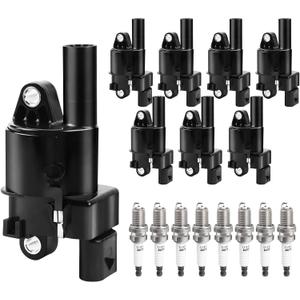 Round Ignition Coil Packs Spark Plugs fit for V8 5.3 6.2 2014 2015 2016 2017 2018 2019 2020 Chevy Silverado 1500 Suburban Tahoe Corvette Camaro, GMC Sierra Yukon XL, Cadillac Escalade CTS ESV, UF742
