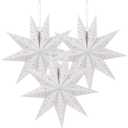 3PCS Christmas Paper Star Lantern, Lampshade 3D Paper Star Hanging Decoration Light Papers Lantern (White)