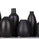 6 Pack Small Black Ceramic Bud Vases for Home Decor - Modern Boho Small Vases for Centerpieces in Bulk, Mini Flower Vases for Dry Flowers, Wedding, Table, and Party Decorations