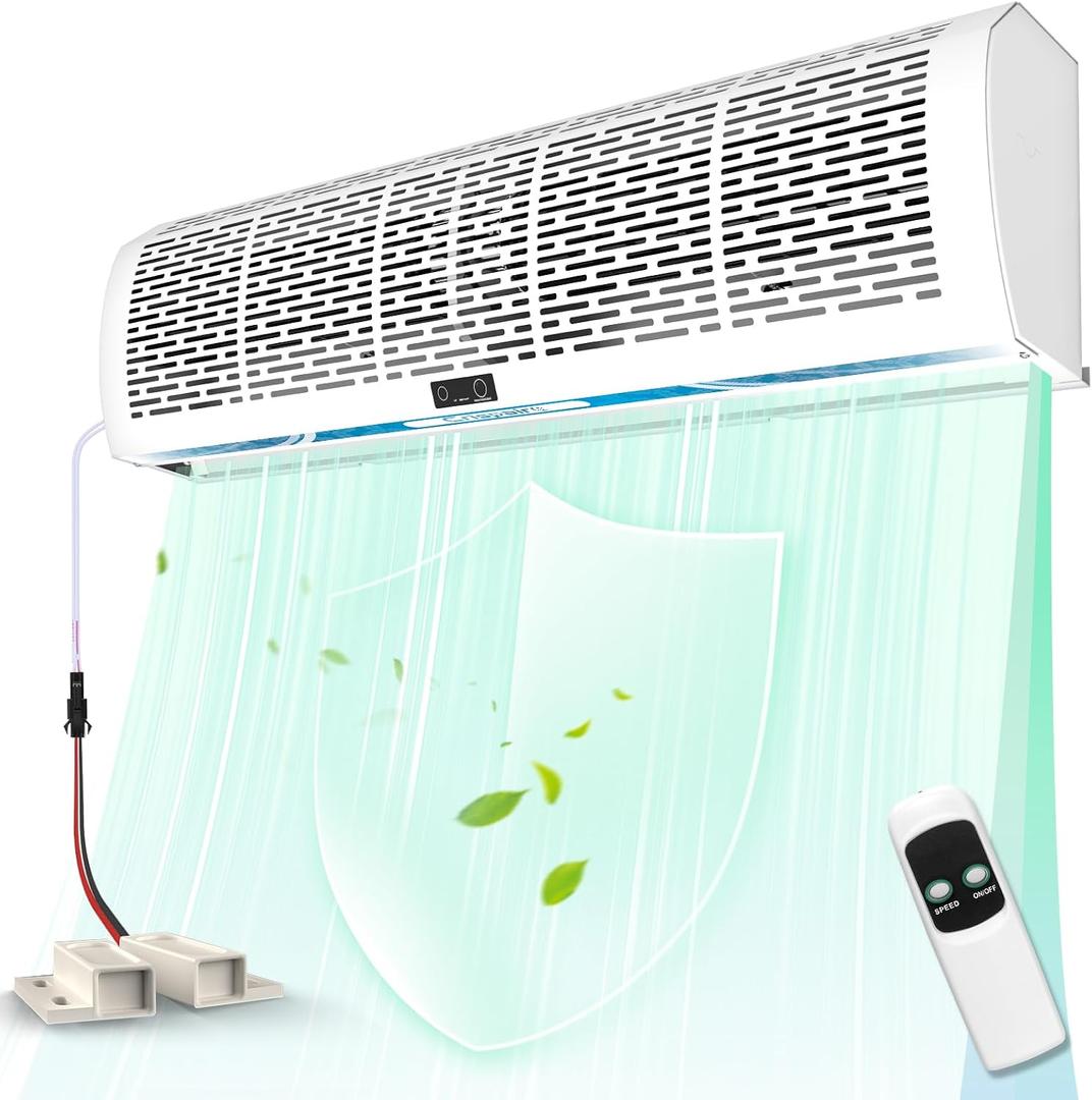 36 Inch Air Curtain Fan Wall Mounted Air Door with Magnetic Door Switch, Dual Speed Control, 1527 CFM / 2559 FPM, Commercial Grade Indoor Fan for Doors 180W, 110V