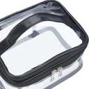 Double Layer Clear Cosmetic Bag Makeup Bag, Waterproof Travel Toiletry Bag, Transparent PVC Hair & Nail Accessories Pouch Beach Bag Organizer (Black)
