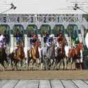 BELECO 7x5ft Fabric Derby Party Backdrop Horse Racing Backdrops for Photography Racecourse BackgroundDerby Party Decoration Supplies Banner Photo Booth Studio Props Wallpaper