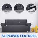MAXIJIN Super Stretch Couch Cover for 3 Cushion Couch, 1-Piece Universal Sofa Covers Living Room Jacquard Spandex Furniture Protector Dogs Pet Friendly Fitted (Extra Large, Gray)