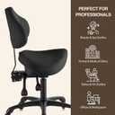 Pneumatic Swivel Rolling Saddle Chair with Wheels and Ergonomic Back Support for Hair Stylist, Dental Hygienist, Hygienic Clinic, Spa, Massage, Home, Office - 510 KOA
