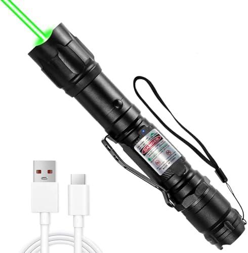 Rechargeable Green High Power Laser Pointer, Green Flashlight Long Range Laser Pointer High Power with Star Cap for Astronomy Outdoors Construction