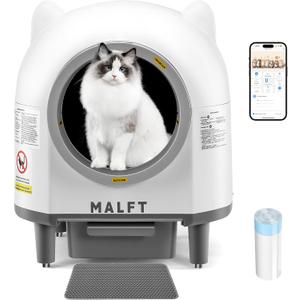 Automatic Cat Litter Box 90L, Self-Cleaning Litter Box - WiFi/Smart APP Control, Night Mode, Anti-Pinch Safety System for Multiple Cats, Includes Premium Mat & Waste Bags