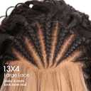 Braided Wig for Black Women Cornrow with Curly Hair Wig HD Lace Front Wig with Baby Hair Pre Plucked Glueless Transparent 13x4 Inch Lace Frontal Wig (2#)