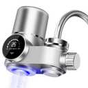 Faucet Mount Water Filtration System, LED Digital Display Faucet Tap Water Filter, NSF Certified to Reduce Chlorine Heavy Metals and Bad Taste w/13 Adapters