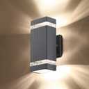 LMP LED Square Up and Down Lights Outdoor Wall LightBody in Aluminum Waterproof Outdoor Wall Lamps3000k 5W with Certificate ETL (1 PACK - NO dusk to dawn, Gray)
