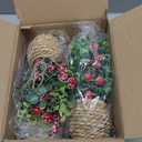 4 Pack Christmas Table Decorations, 9" Small Christmas Tree with Pine Cone Berry, Rustic Handcrafted Straw Weaving Pot Artificial Tree Tabletop Centerpieces for Home Indoor Fireplace Mantel Xmas Decor