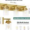 IZORRO Bathroom Vanity Light Fixture, 3-Light 22 Inch Gold Bathroom Light Fixtures Over Mirror, with Clear Glass Shade, Modern Farmhouse Vanity Lights, Rustic Restroom Lighting Fixtures